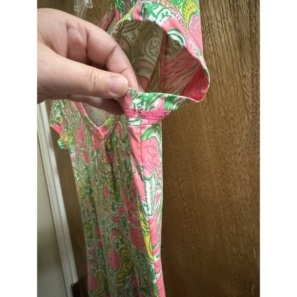 Lilly Pulitzer Britton Hot Wings Pink Green T-shirt Flamingo Dress S Pima Cotton - Picture 8 of 13